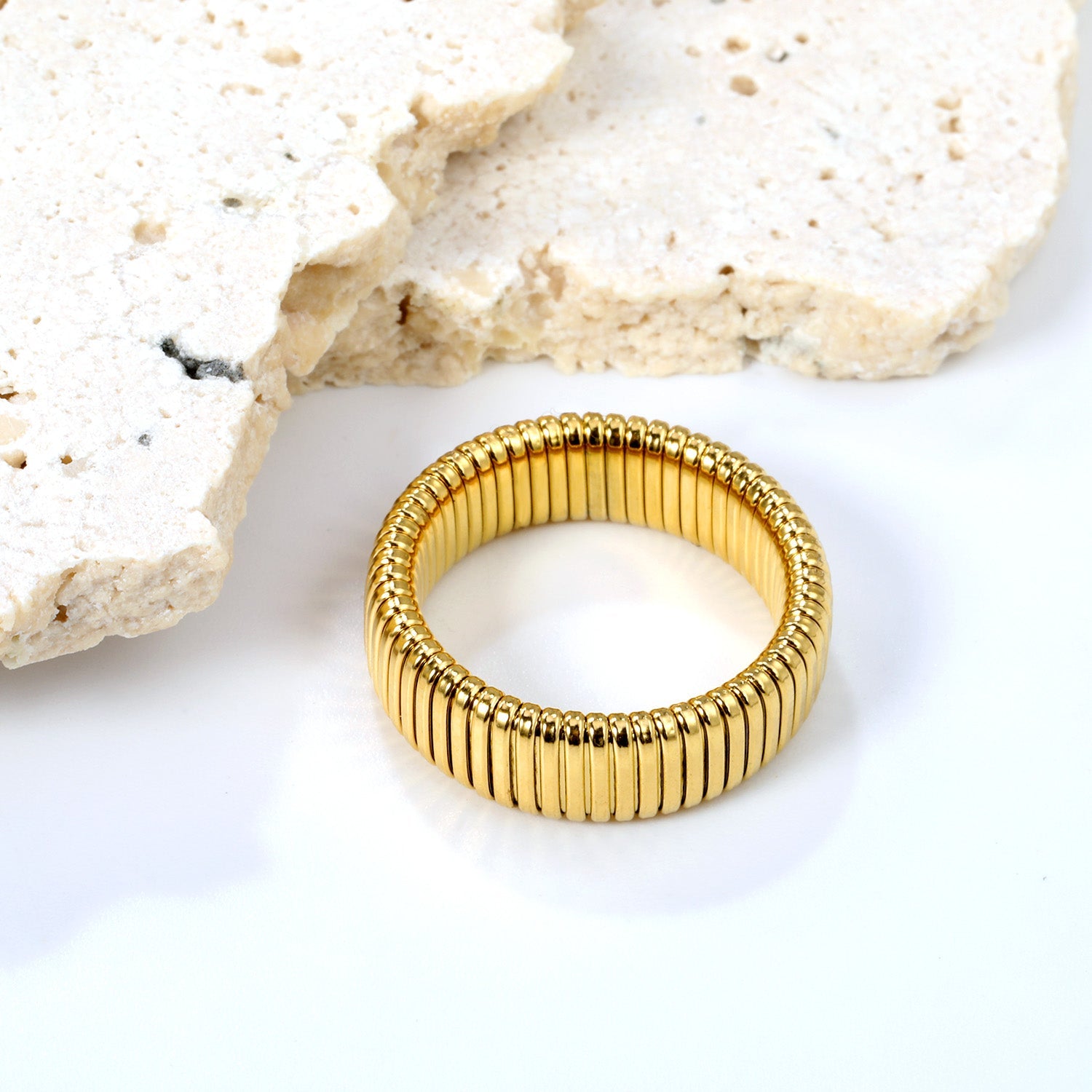 7mm Stainless Steel Gold Color Ring asonjewelry